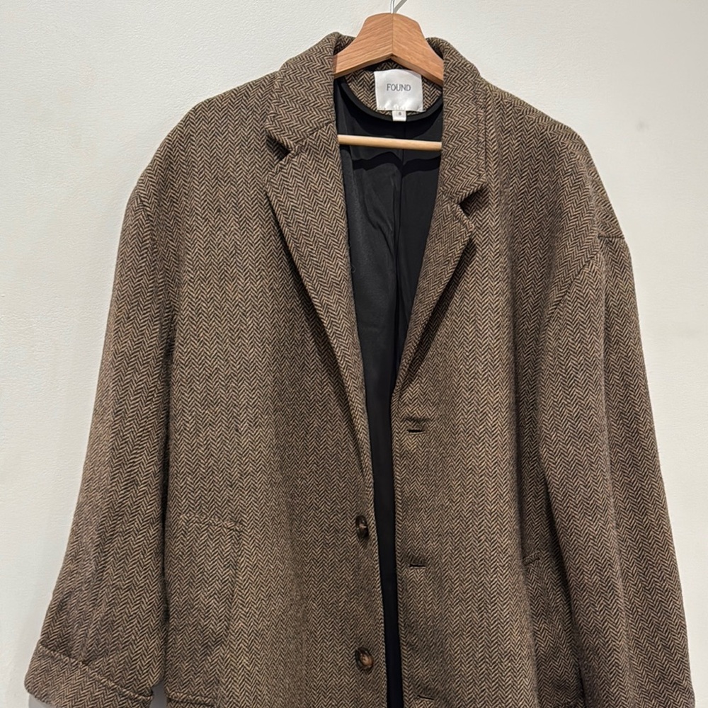 Brown Herringbone Men's Coat